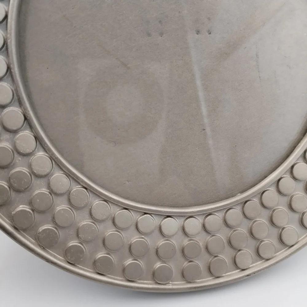 Vintage 1998 HB Group Round Pewter Tone Picture Frame Studded Bubble Texture 7.5